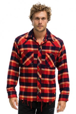 Camisa Aviator Nation Plaid Flannel Western Hombre Rugby Plaid | 70TOPWZGN