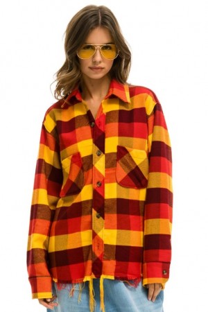 Camisa Aviator Nation Plaid Flannel Western Mujer Surfy Plaid | 26OWUMAJS