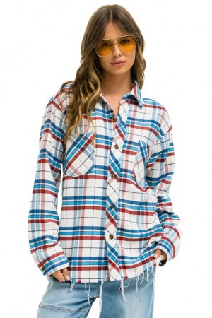 Camisa Aviator Nation Plaid Flannel Western Mujer Montauk Plaid | 26TFVEYUA