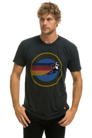 Camiseta Aviator Nation Aspen Hombre Grey | 73KMRWLGF
