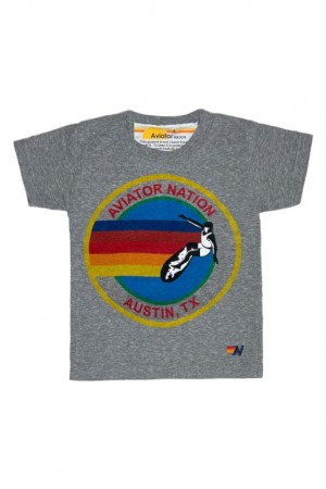 Camiseta Aviator Nation Austin Niños Grey | 92ZKWQBLG