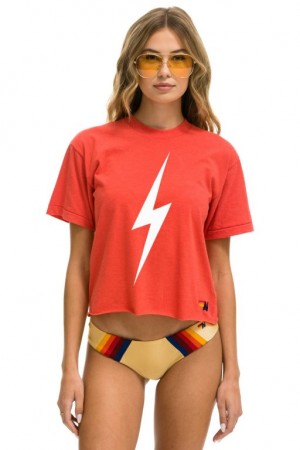 Camiseta Aviator Nation Bolt Mujer Red | 24ODZBYGM