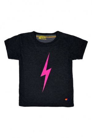 Camiseta Aviator Nation Bolt Niños Black / Pink | 91FOIYGKD