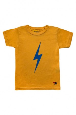 Camiseta Aviator Nation Bolt Niños Gold | 93PVOGLTX