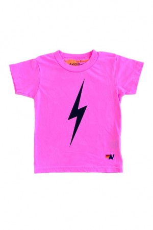 Camiseta Aviator Nation Bolt Niños Pink | 91DVGQTEA