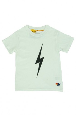 Camiseta Aviator Nation Bolt Niños White | 93QZVPIUH