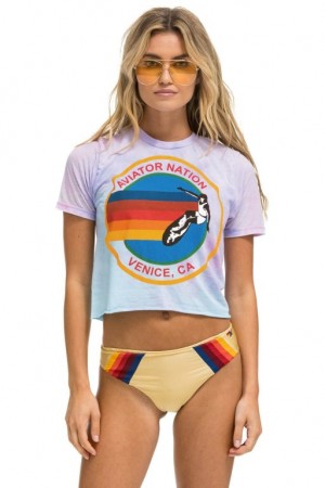 Camiseta Aviator Nation Boyfriend Mujer Tie Dye Bubblegum | 26EPQTWHK
