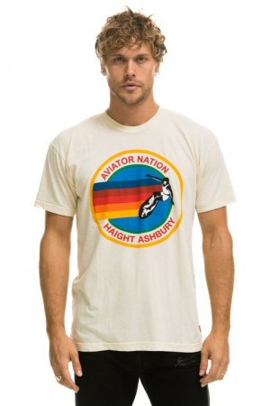 Camiseta Aviator Nation Haight Ashbury Mujer White | 31EIUMXVO