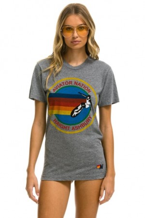 Camiseta Aviator Nation Haight Ashbury Mujer Grey | 31FMBJIZU