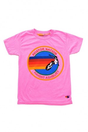 Camiseta Aviator Nation Haight Ashbury Niños Pink | 91QRHZJTA