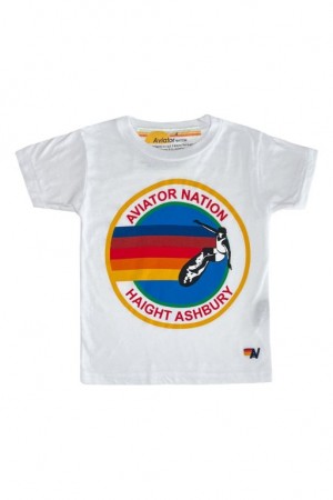 Camiseta Aviator Nation Haight Ashbury Niños White | 92VTLUQOF