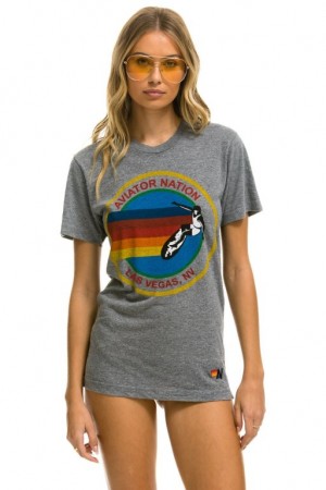 Camiseta Aviator Nation Las Vegas Mujer Grey | 30WXVAOHM
