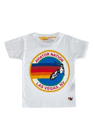 Camiseta Aviator Nation Las Vegas Niños White | 92QATCHDZ