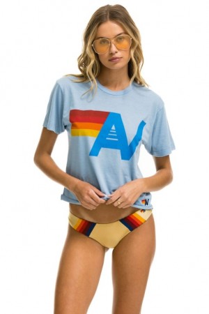 Camiseta Aviator Nation Logo Boyfriend Mujer Ice | 21ULIPSJD