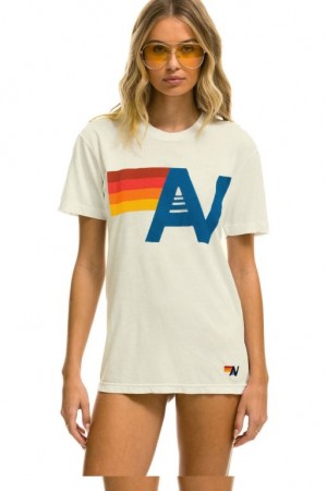 Camiseta Aviator Nation Logo Mujer White | 29DXMZNIO