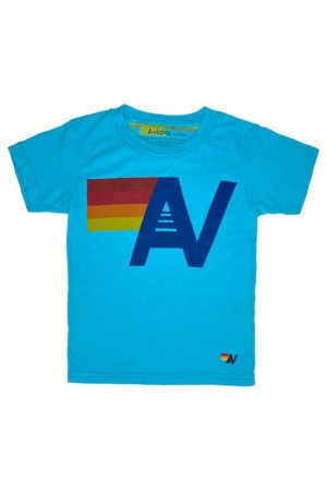 Camiseta Aviator Nation Logo Niños Blue | 91AHVUBYR