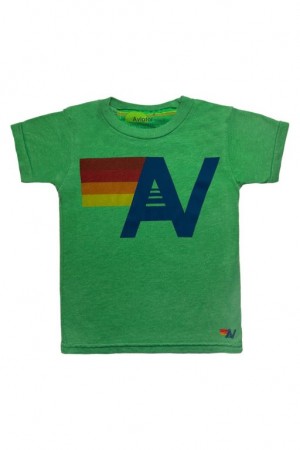 Camiseta Aviator Nation Logo Niños Green | 91AJNUFMC
