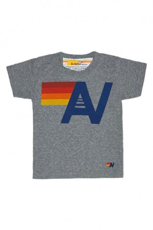Camiseta Aviator Nation Logo Niños Grey | 90FYWZEXP