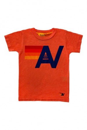 Camiseta Aviator Nation Logo Niños Orange | 93NKTXRAE