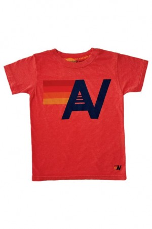 Camiseta Aviator Nation Logo Niños Red | 93PKTQUIM