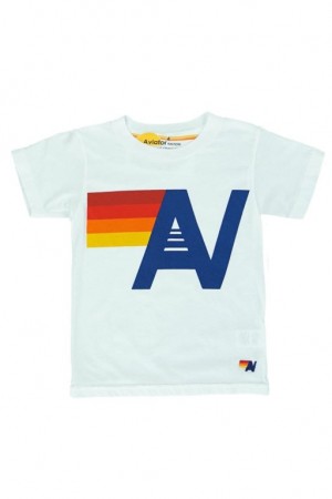 Camiseta Aviator Nation Logo Niños White | 90EQLHFPX