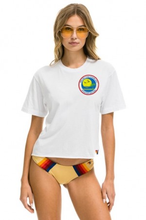 Camiseta Aviator Nation Malibu Chili Cook-off 2023 Boyfriend Mujer White | 29BCDWVMG