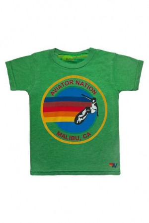 Camiseta Aviator Nation Malibu Niños Green | 92NVOJHXU
