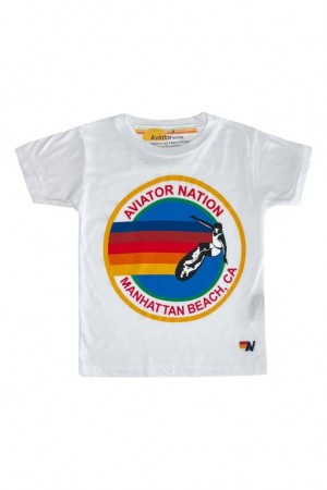 Camiseta Aviator Nation Manhattan Beach Niños White | 92HQRNUJV