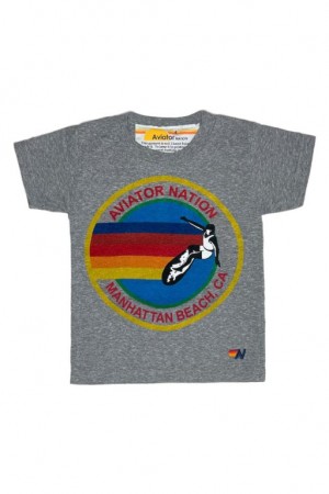 Camiseta Aviator Nation Manhattan Beach Niños Grey | 92JEWZGOQ
