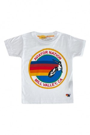 Camiseta Aviator Nation Mill Valley Niños White | 92FCSGXRZ