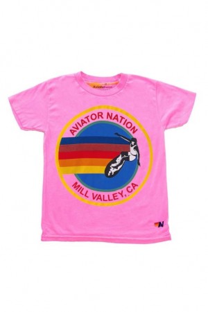 Camiseta Aviator Nation Mill Valley Niños Pink | 92FJIDQCU