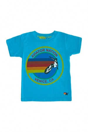Camiseta Aviator Nation Niños Blue | 91SNJTIYW