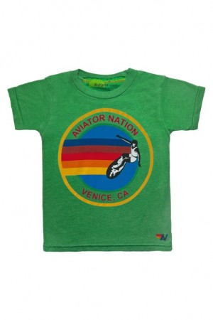 Camiseta Aviator Nation Niños Green | 91UPWRSXF