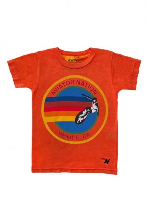 Camiseta Aviator Nation Niños Orange | 91RYDMVET