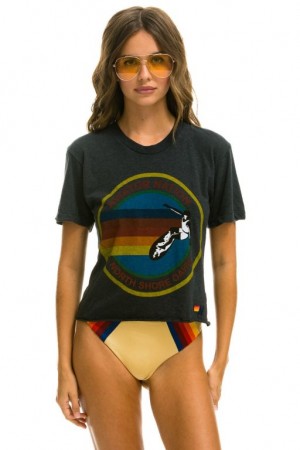 Camiseta Aviator Nation North Shore Boyfriend Mujer Grey | 25DPMHSZQ