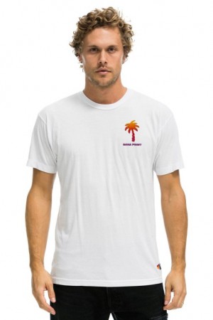 Camiseta Aviator Nation Palm Tree Festival Dana Point 2023 Hombre White | 72ITKUPXB
