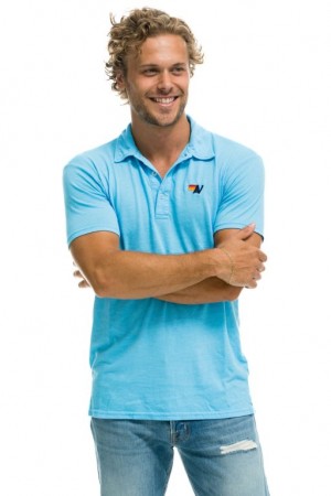 Camiseta Aviator Nation Polo Hombre Blue | 72XYWOKSZ