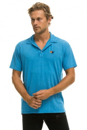 Camiseta Aviator Nation Polo Hombre Ocean | 73ABEDJTO