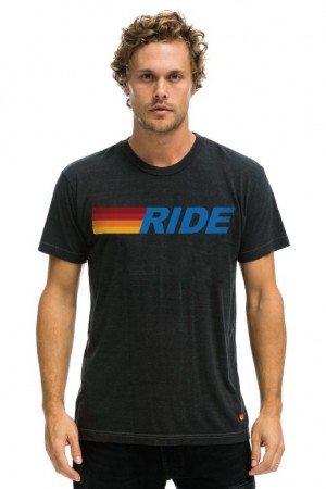 Camiseta Aviator Nation Ride Logo Hombre Grey | 72GUPWMCR