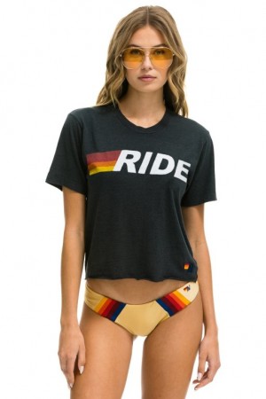Camiseta Aviator Nation Ride Logo White Boyfriend Mujer Grey | 23ONGZIBE