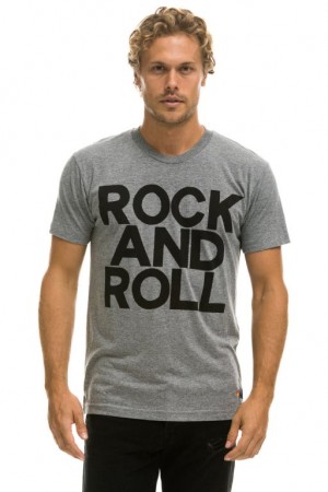 Camiseta Aviator Nation Rock And Roll Hombre Grey | 72FLJYTSM
