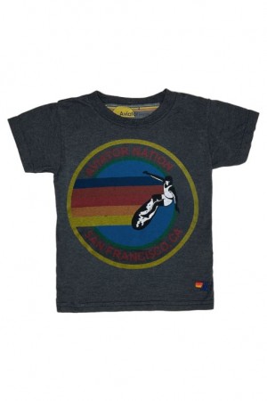 Camiseta Aviator Nation San Francisco Niños Grey | 93TFVXEKN