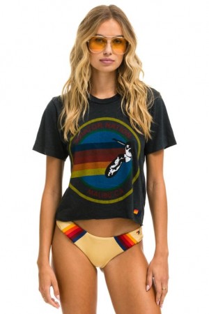 Camiseta Aviator Nation Signature Malibu Boyfriend Mujer Grey | 21BROJTLZ