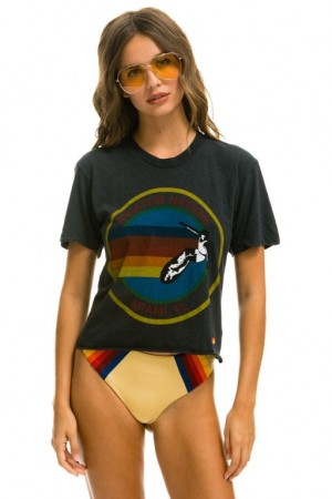 Camiseta Aviator Nation Signature Miami Boyfriend Mujer Grey | 20VHATIDJ