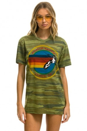 Camiseta Aviator Nation Signature Mujer Camo | 28GJIESQV