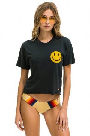 Camiseta Aviator Nation Smiley 2 Boyfriend Mujer Grey | 23GAYKMTC