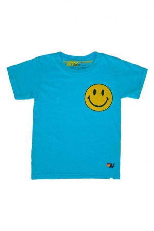 Camiseta Aviator Nation Smiley 2 Niños Blue | 90MKDQXNI