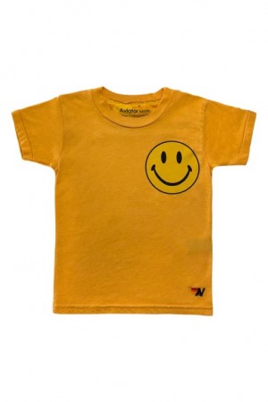 Camiseta Aviator Nation Smiley 2 Niños Gold | 93KFGVEMO