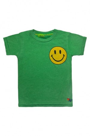 Camiseta Aviator Nation Smiley 2 Niños Green | 93JVRUYCI