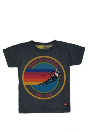 Camiseta Aviator Nation Vail Niños Grey | 91NBUIEXY